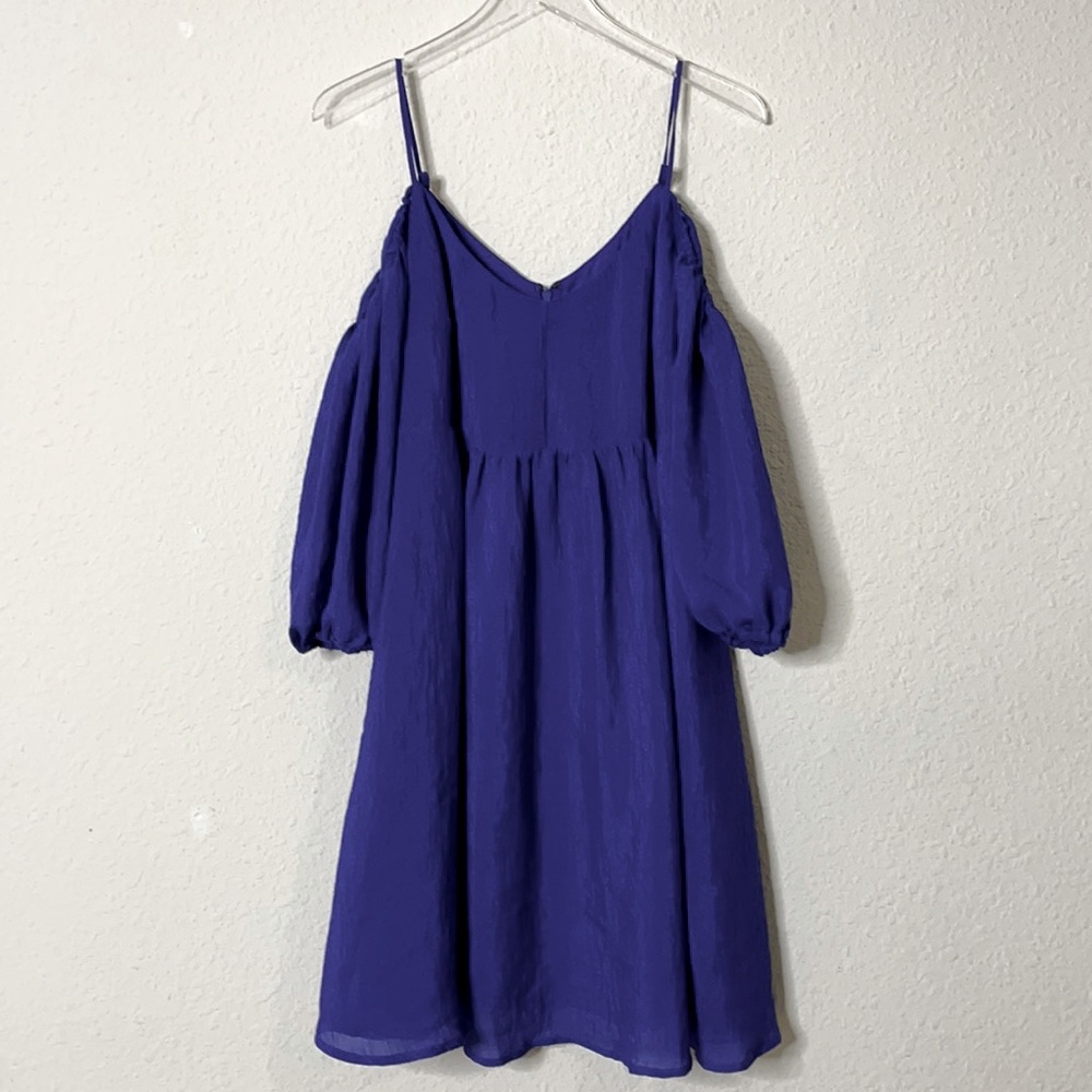 Moulinette Soeurs Anthropologie Blue Cold Shoulder Dress Sz. 12